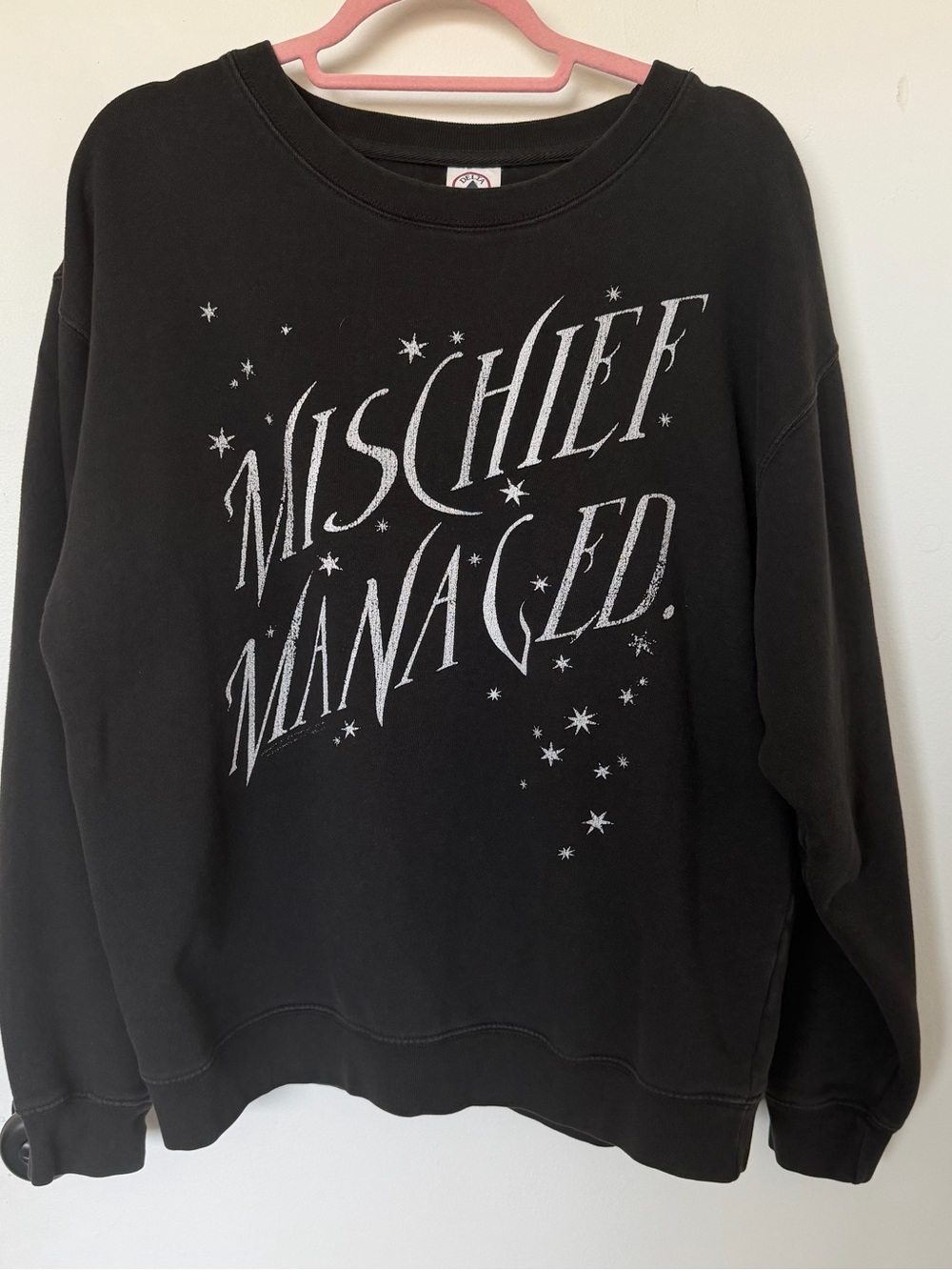 Black Graphic 'Mischief Managed' Crewneck Sweatshirt Size Large